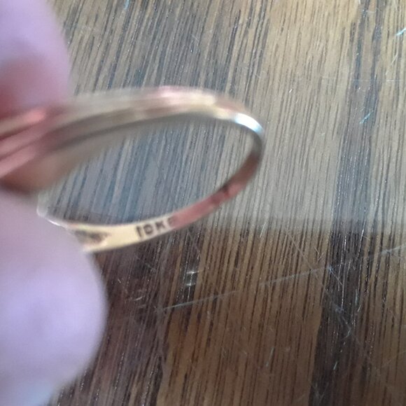 10K Yellow Gold Filled Blue Emerald cut Stone Ring - Picture 5 of 10